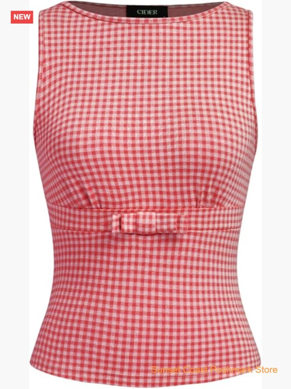 Gingham Bow Tank Top Sleeveless Cute Summer Shirt